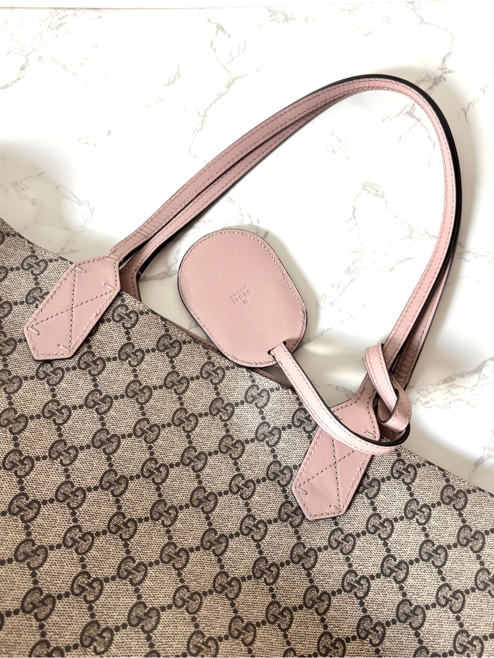 ❌SOLD❌ Gucci GG Supreme Reversible Tote Brown Blush Pink - Picture 13 of 17